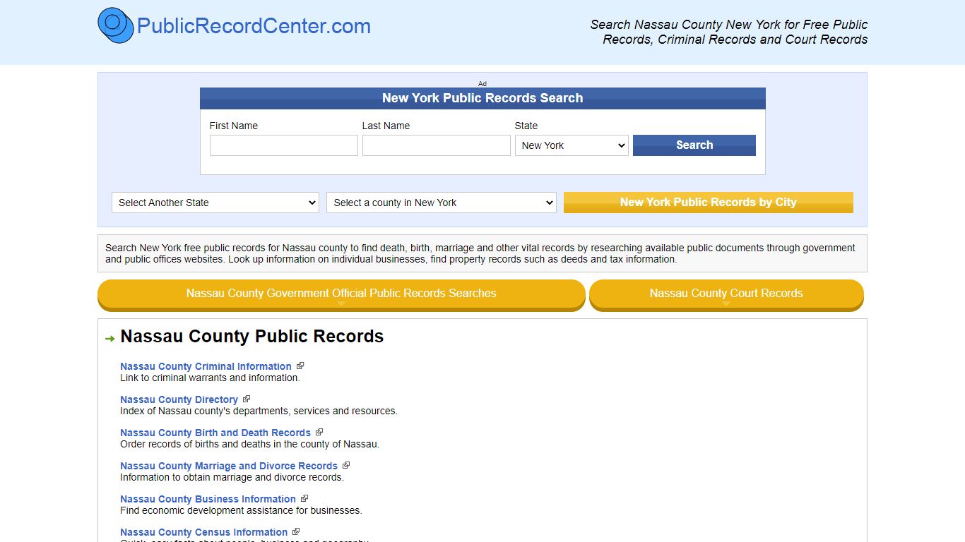 Nassau County New York Free Public Records - Court Records ...